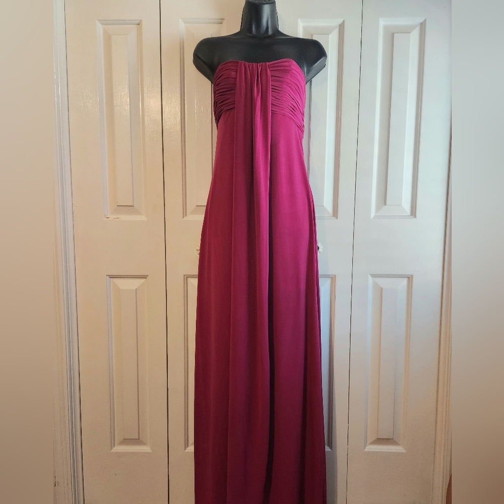 Stunning Formal Strapless Chiffon Dress - Fuschia Pink - Brand: Alfred Angelo